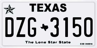 TX license plate DZG3150