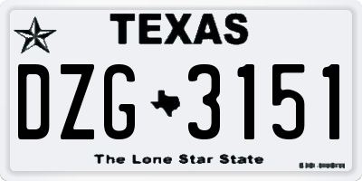 TX license plate DZG3151