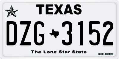 TX license plate DZG3152
