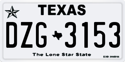 TX license plate DZG3153