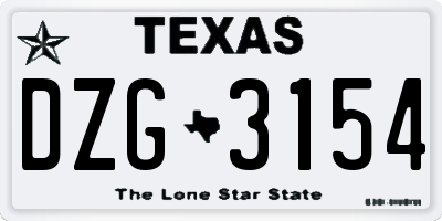 TX license plate DZG3154