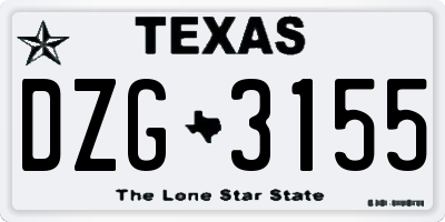 TX license plate DZG3155