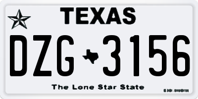 TX license plate DZG3156