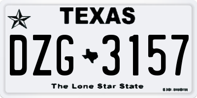 TX license plate DZG3157