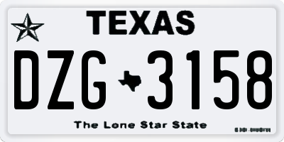 TX license plate DZG3158