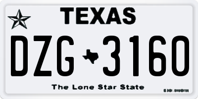 TX license plate DZG3160