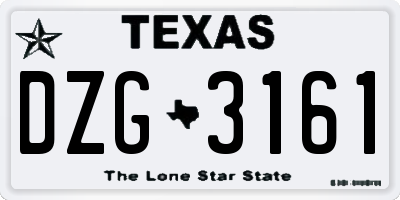 TX license plate DZG3161