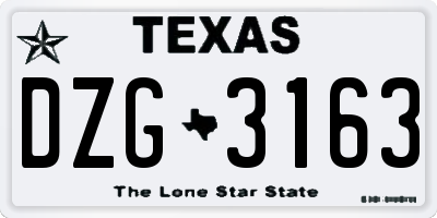 TX license plate DZG3163