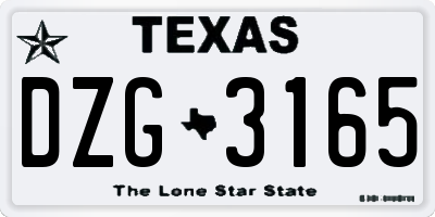 TX license plate DZG3165