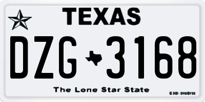 TX license plate DZG3168