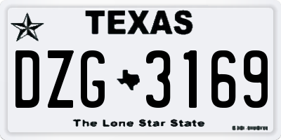 TX license plate DZG3169