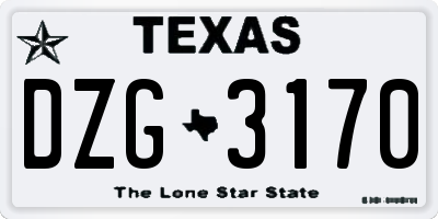 TX license plate DZG3170