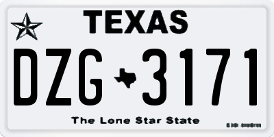 TX license plate DZG3171
