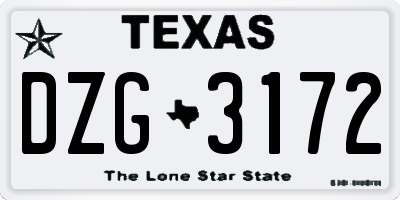 TX license plate DZG3172