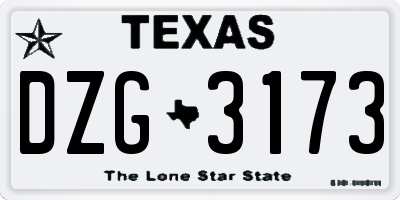 TX license plate DZG3173