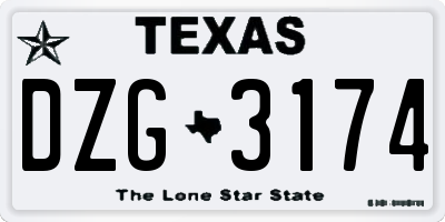 TX license plate DZG3174