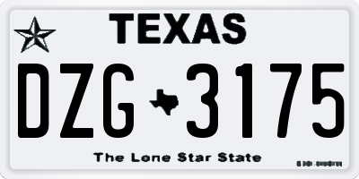 TX license plate DZG3175