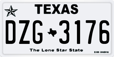 TX license plate DZG3176
