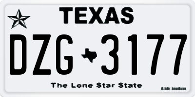 TX license plate DZG3177