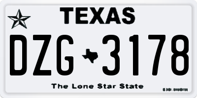 TX license plate DZG3178