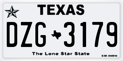 TX license plate DZG3179