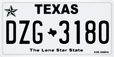 TX license plate DZG3180