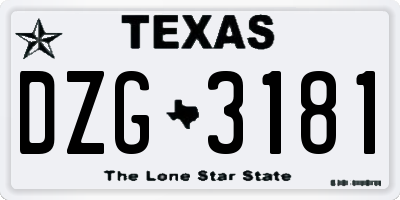 TX license plate DZG3181