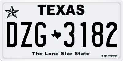 TX license plate DZG3182