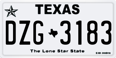 TX license plate DZG3183