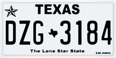 TX license plate DZG3184