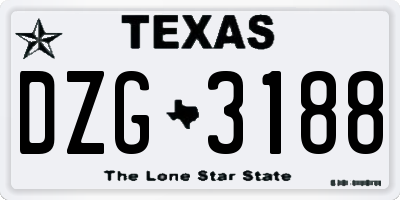 TX license plate DZG3188