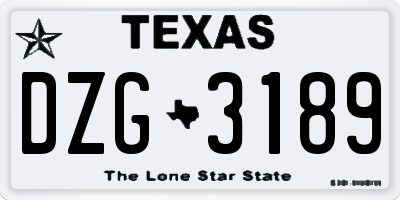 TX license plate DZG3189