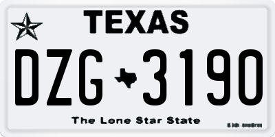 TX license plate DZG3190