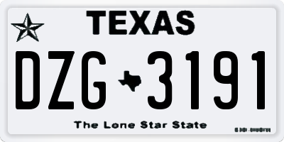 TX license plate DZG3191