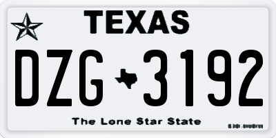 TX license plate DZG3192