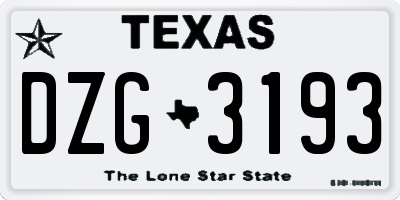 TX license plate DZG3193