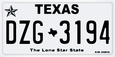 TX license plate DZG3194