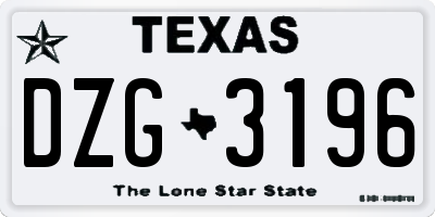 TX license plate DZG3196