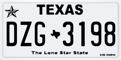 TX license plate DZG3198