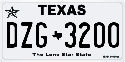 TX license plate DZG3200