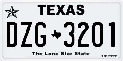 TX license plate DZG3201