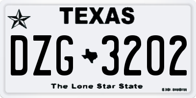 TX license plate DZG3202