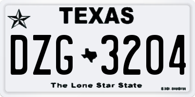 TX license plate DZG3204