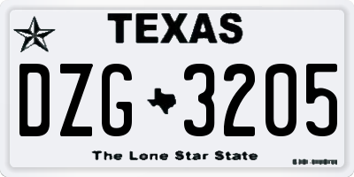 TX license plate DZG3205