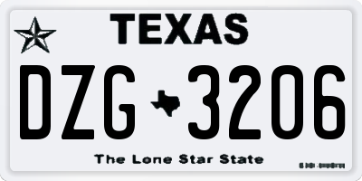 TX license plate DZG3206