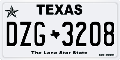TX license plate DZG3208