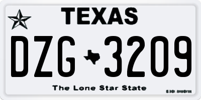 TX license plate DZG3209