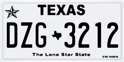 TX license plate DZG3212