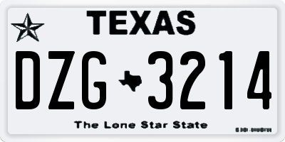 TX license plate DZG3214