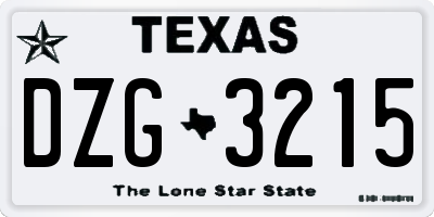 TX license plate DZG3215